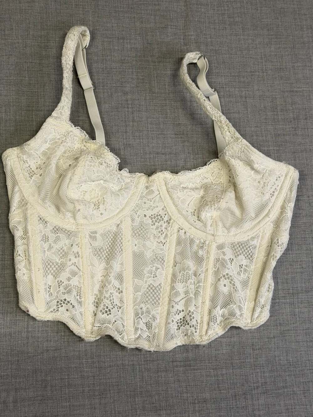 Gilly Hicks Lace Corset Bustier Top Cream Size S